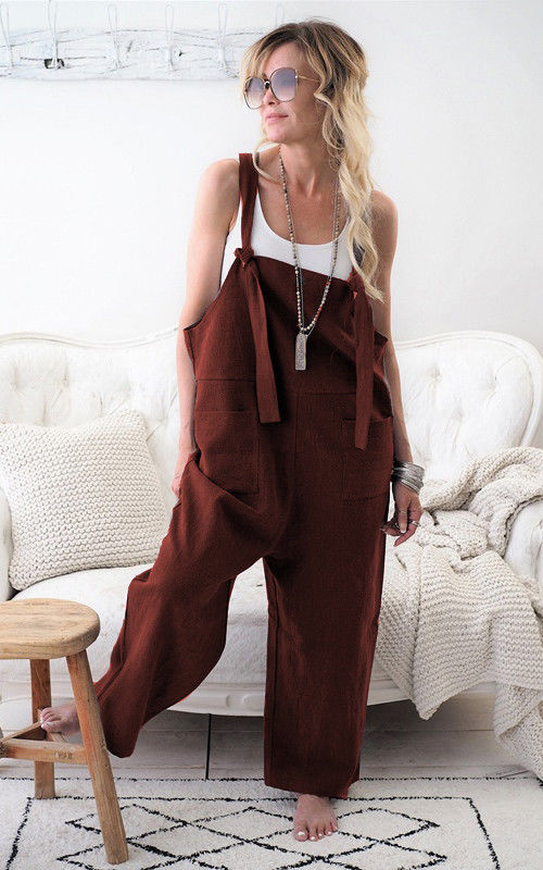 Claire - Schwarzer Baumwoll-Leinen Jumpsuit mit Taschen
