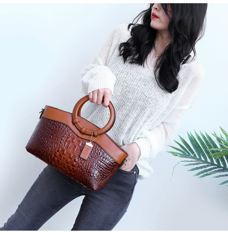 Hanna™ - Stilvolle Krokodilledertasche mit handgefertigten Details