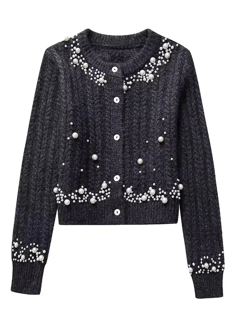 Maud | Kurze Jacke mit Kunstperlenverzierung