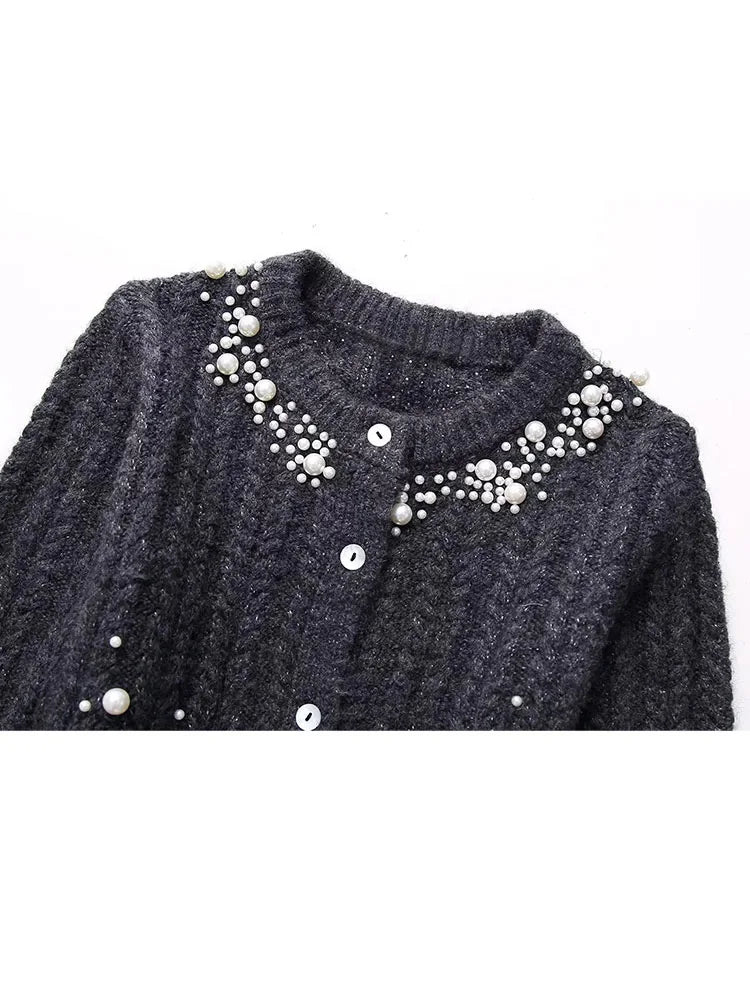 Maud | Kurze Jacke mit Kunstperlenverzierung