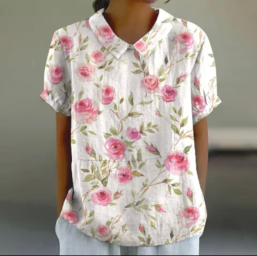 Elegante Bluse mit Blumenmuster für Damen – Tanja