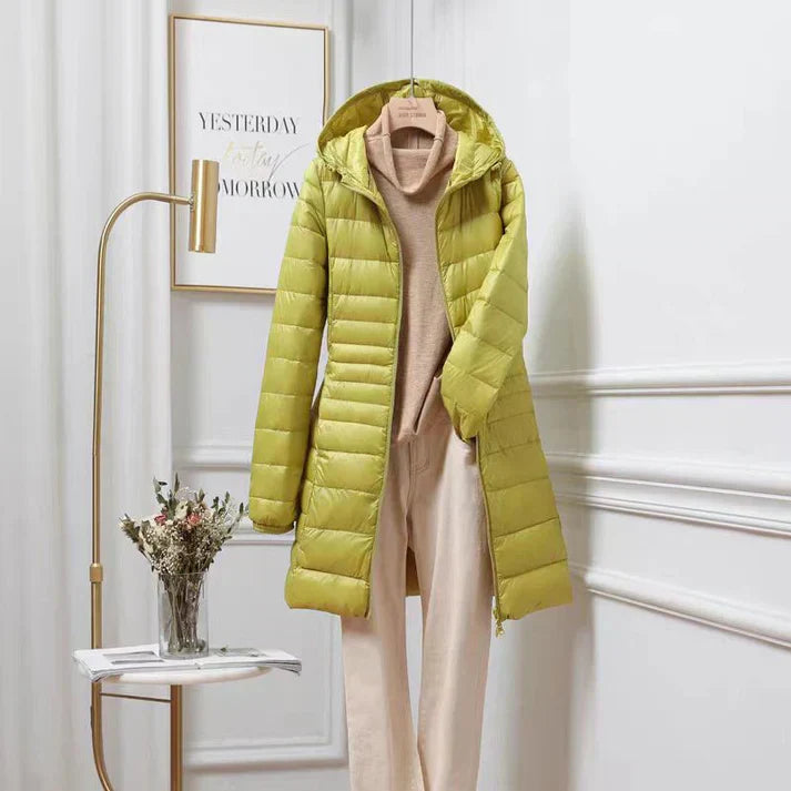 Langärmelige Kapuzen-Pufferjacke für mehrschichtigen Komfort