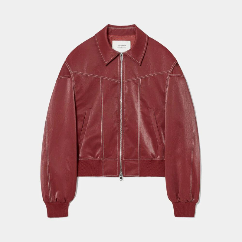 Übergroße Jacke mit Kontrastnähten Rot für Frauen