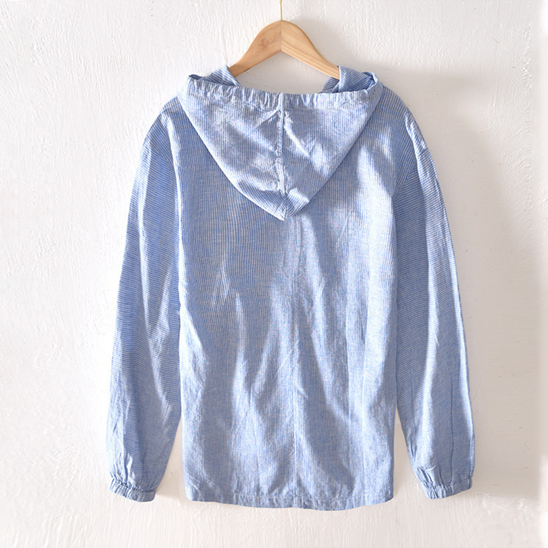 Blaue Leinen Hoodie - Liam