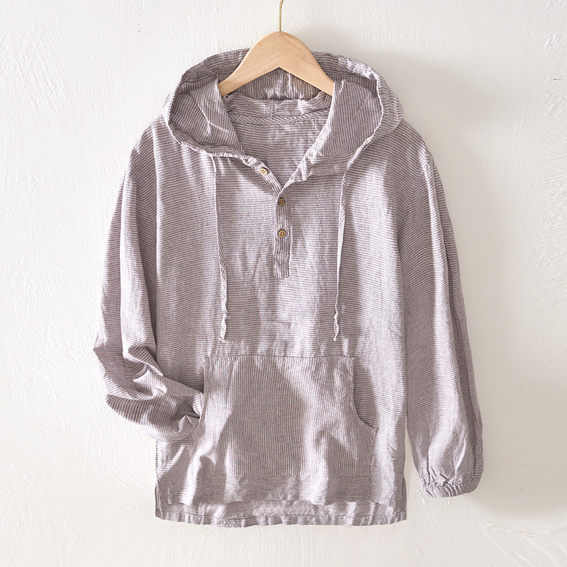 Blaue Leinen Hoodie - Liam
