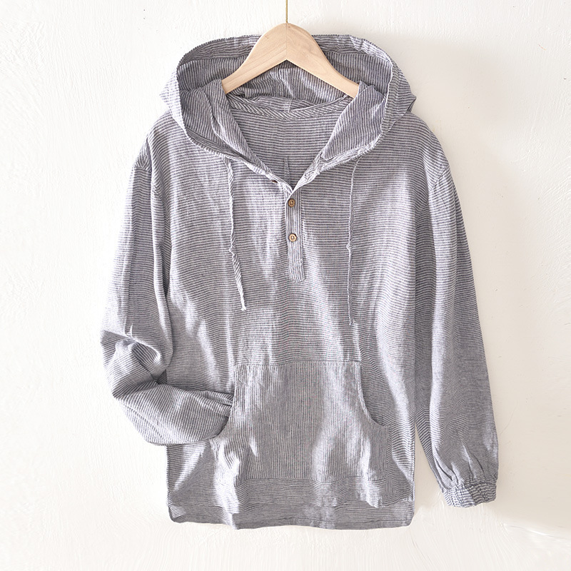 Blaue Leinen Hoodie - Liam