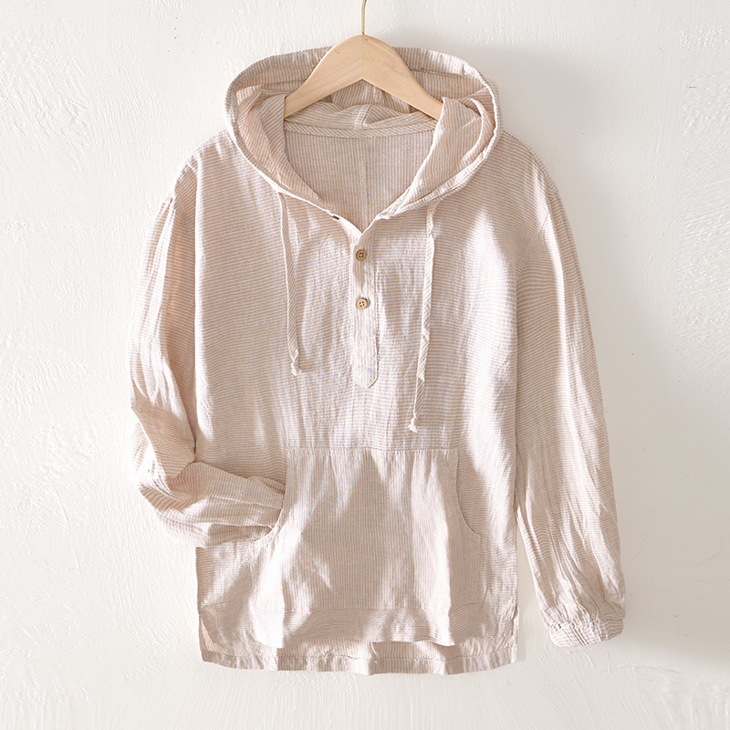Blaue Leinen Hoodie - Liam
