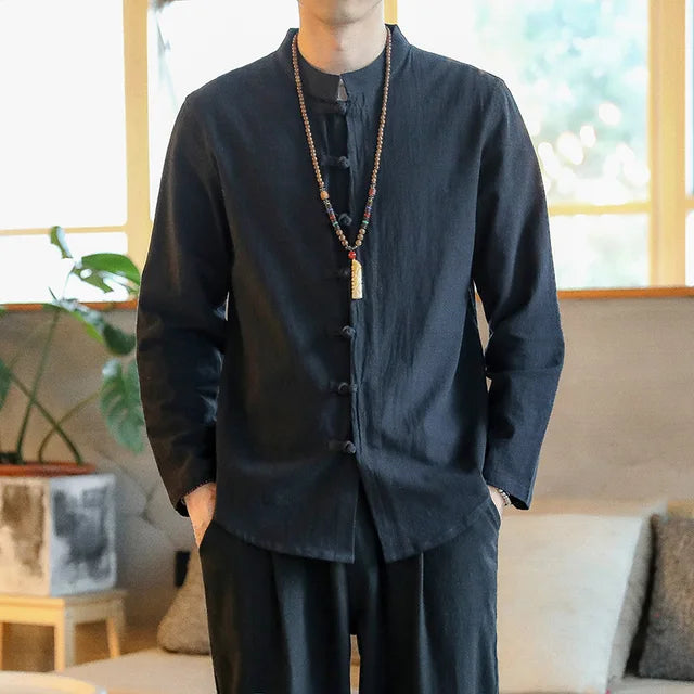 Kim - Langärmliges Hemd im japanischen Kimono-Stil
