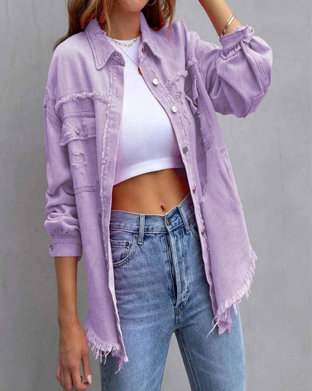 Zerrissene Jeansjacke für Frauen