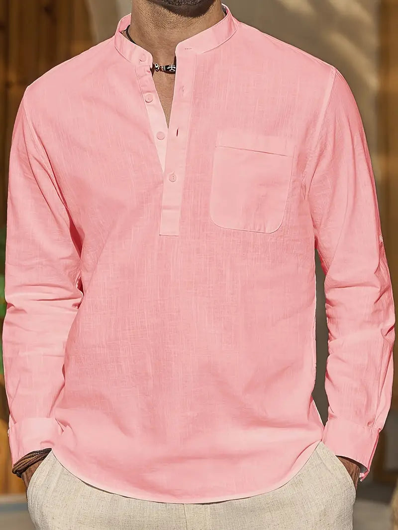 Herren Leinenhemd Sommer Elegant 100% Leinen Look – Salvoro