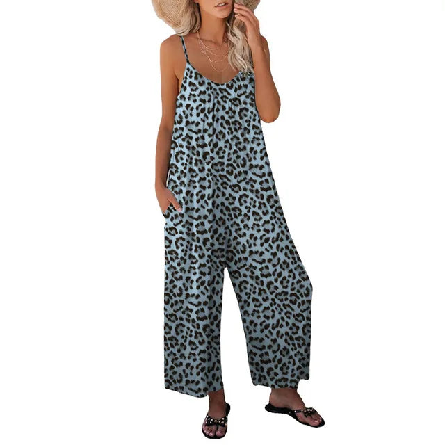 Laurena - Leopardenmuster Halter Jumpsuit