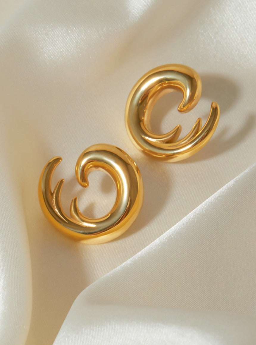 18 Karat vergoldete Wellenohrringe