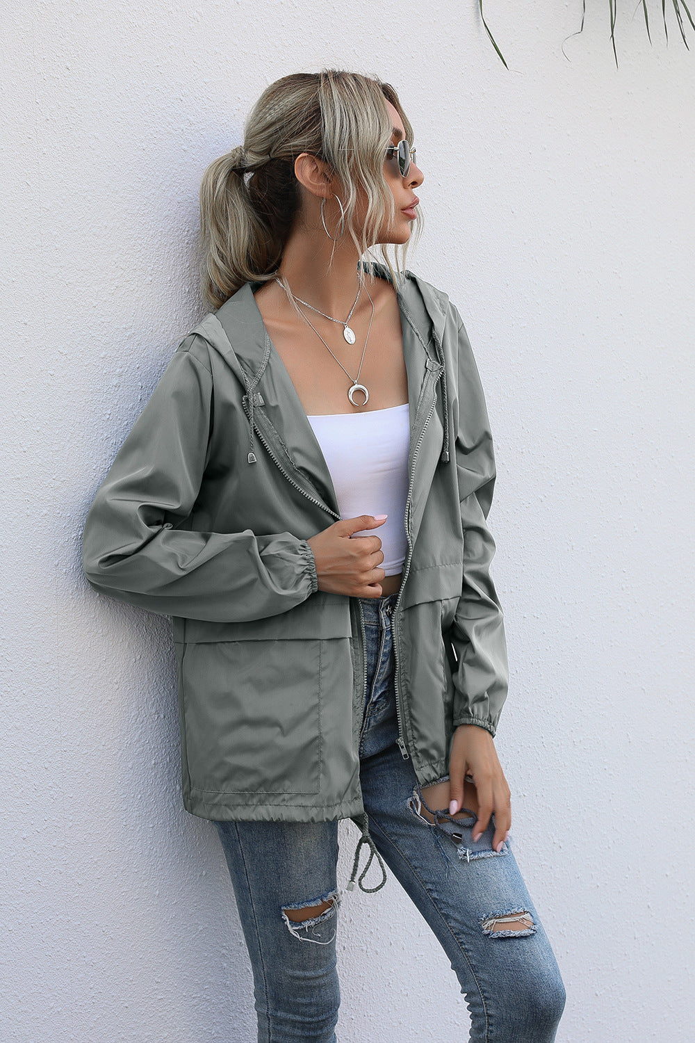 Lässige Regenjacke mit Reißverschluss für Damen