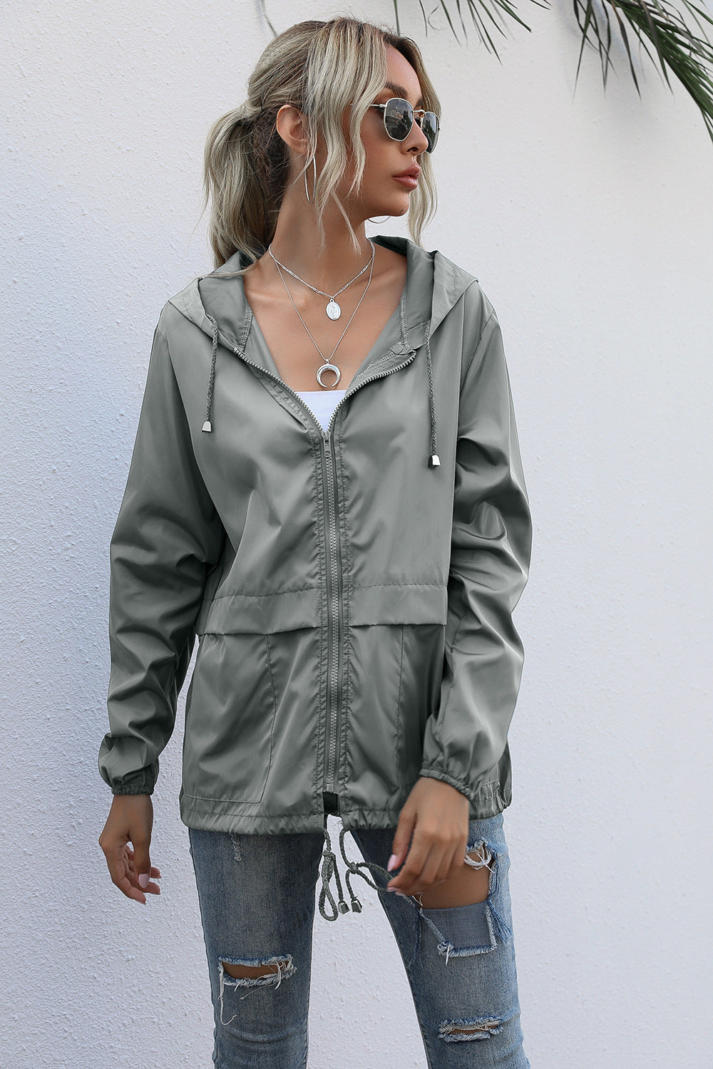 Lässige Regenjacke mit Reißverschluss für Damen