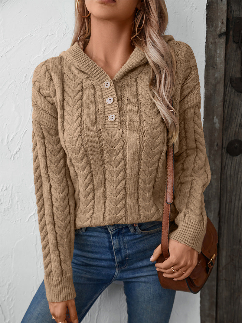 Kapuzenpullover mit Zopfmuster