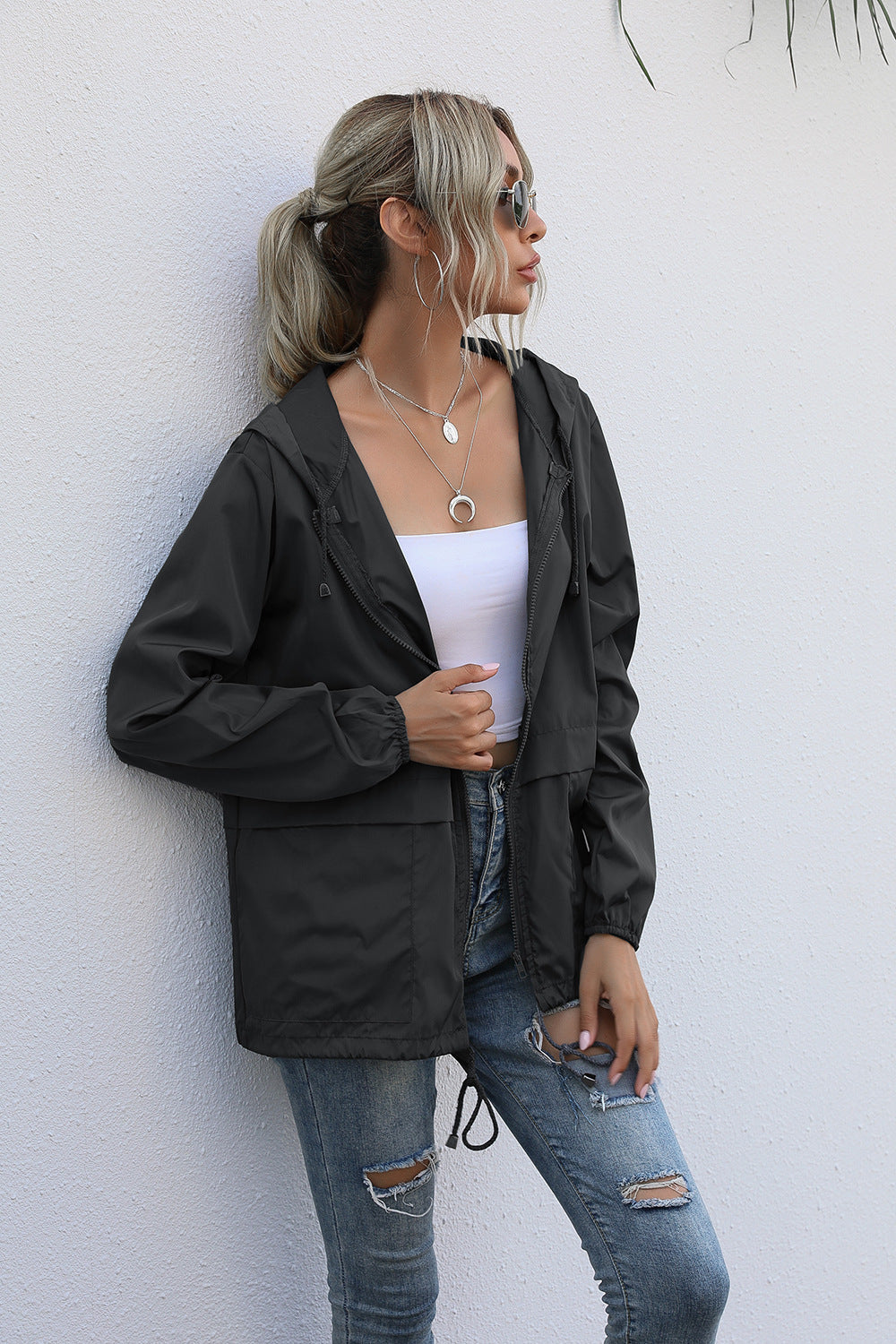 Lässige Regenjacke mit Reißverschluss für Damen