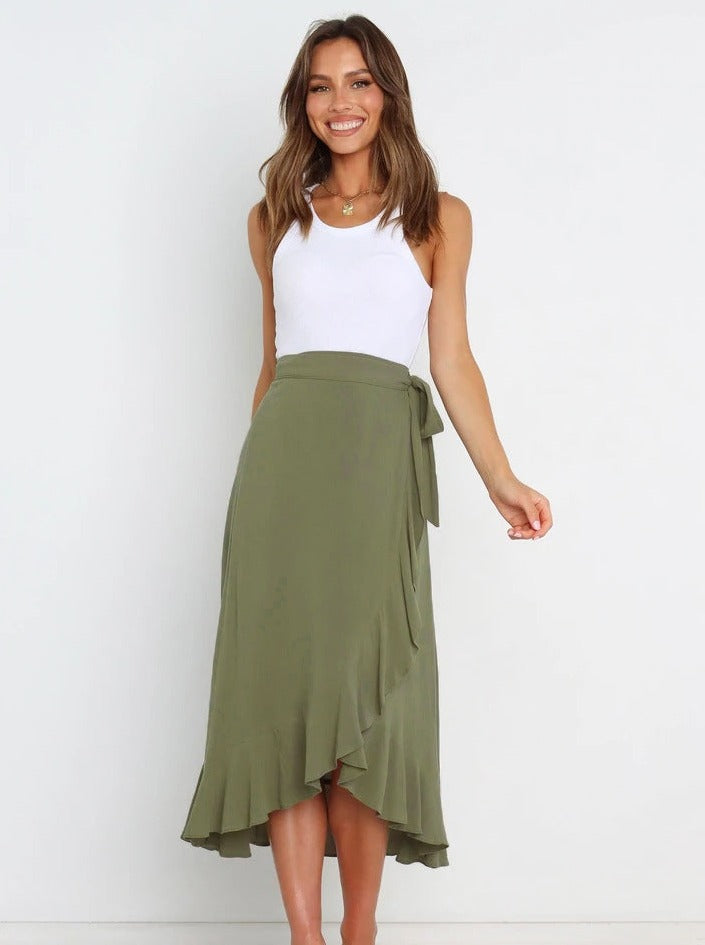 Asymmetrischer Elegantes grasgrüner langer Rock