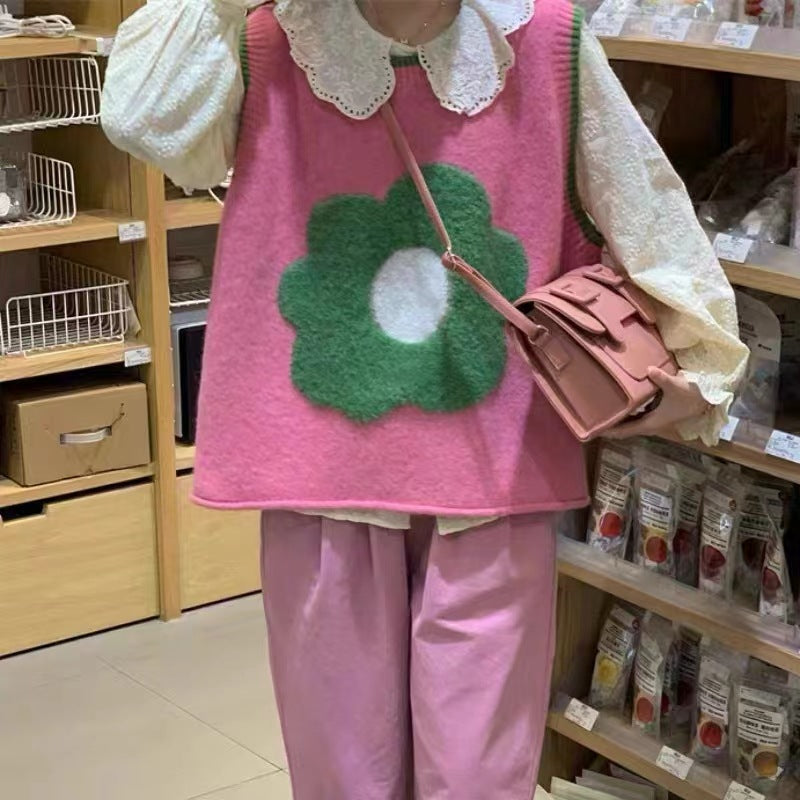Xylina | Italian O Neck Floral Patchwork Strickweste