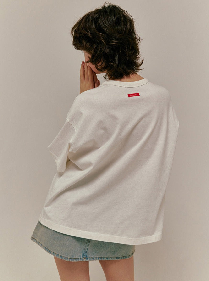 Lockeres T-Shirt mit kurzen Ärmeln und Buchstaben-Print