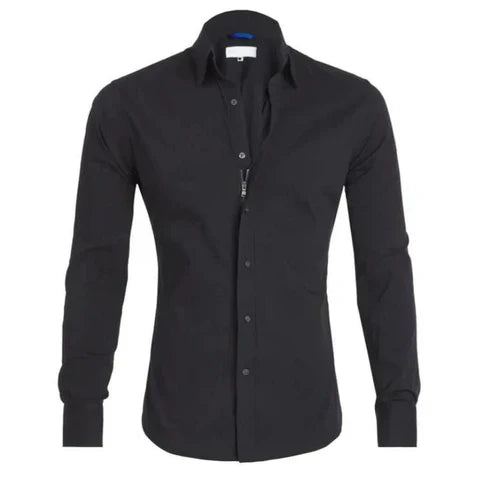 Schwarzes knitterfreies Hemd - Luca