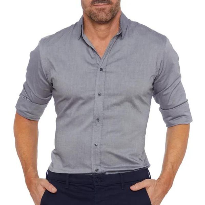 Schwarzes knitterfreies Hemd - Luca