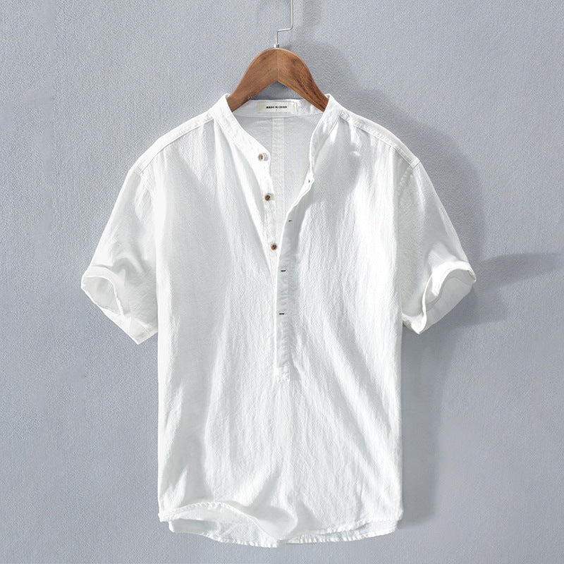 Herren Kurzarm Leinenhemd Knopfleiste Sommer Look – Virello