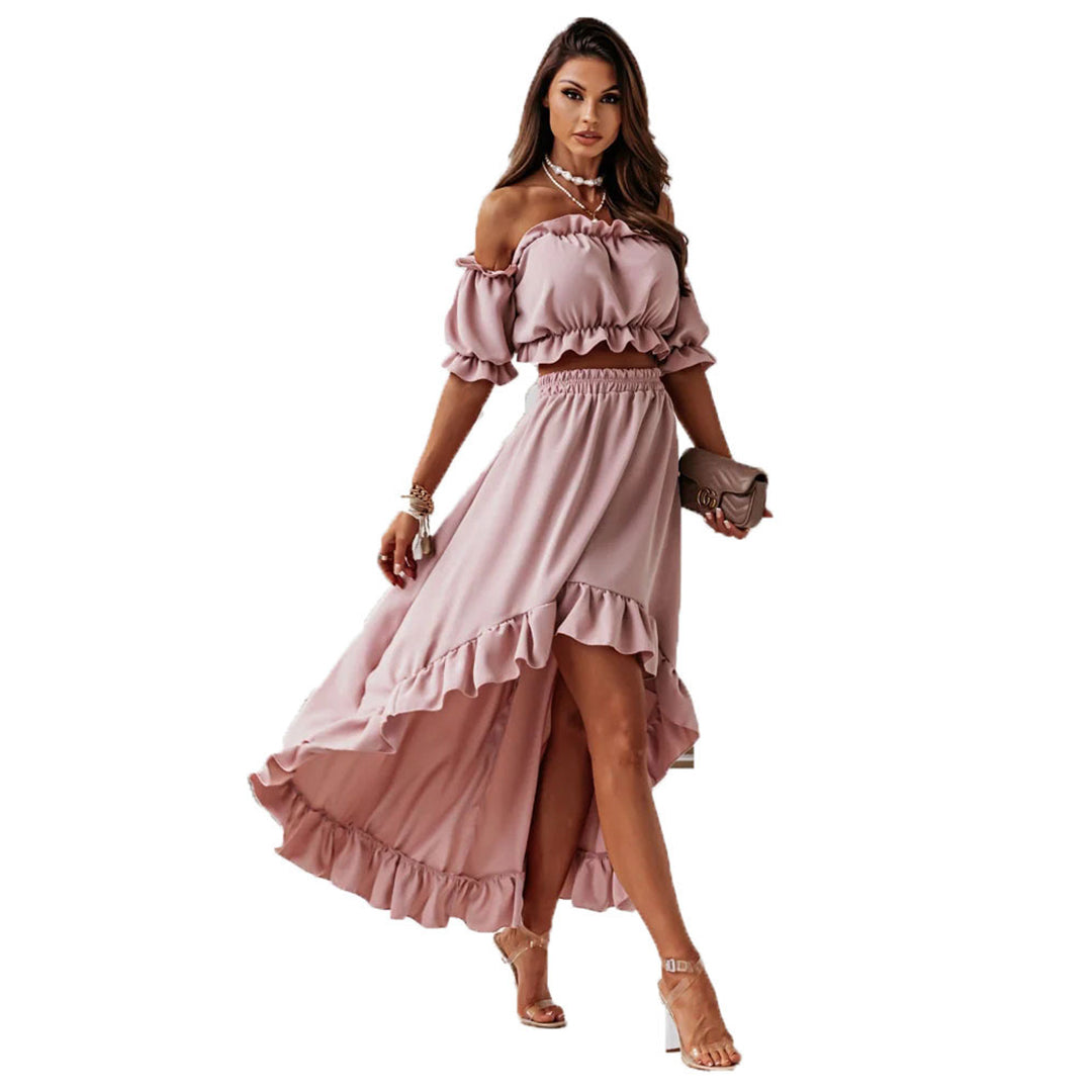 Jolanda | Off-Shoulder Set mit langem Rock