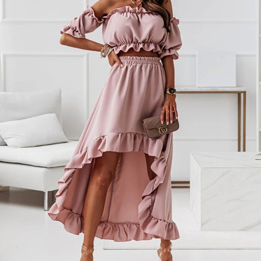 Jolanda | Off-Shoulder Set mit langem Rock