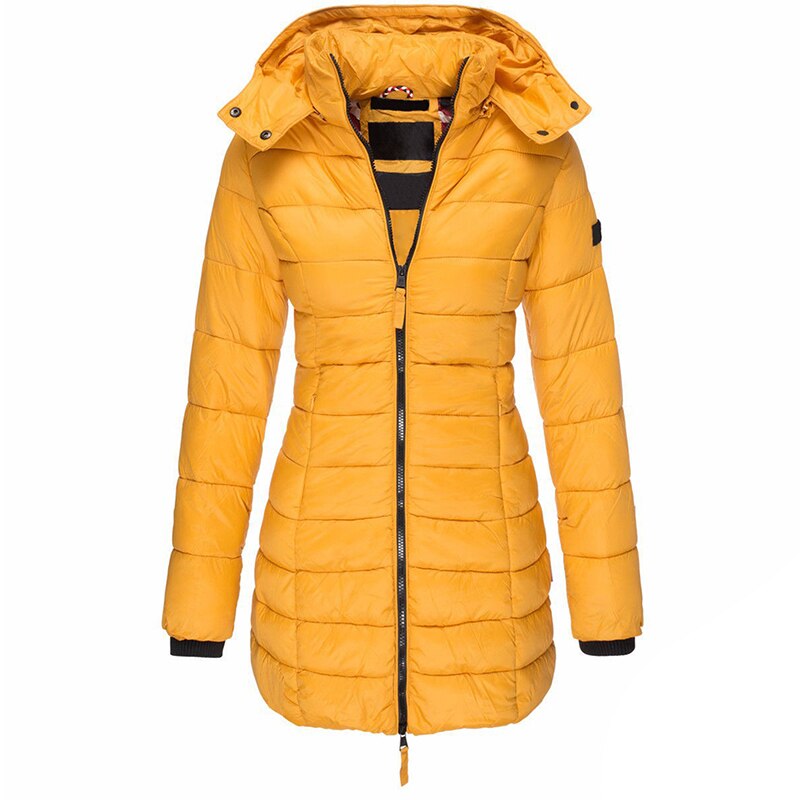 Gefütterte Winter-Daunenjacke mit Kapuze für Frauen