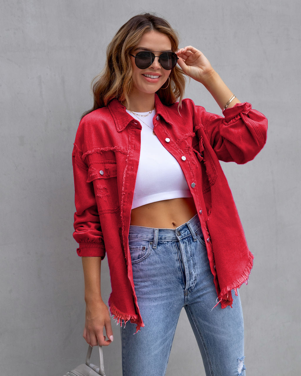 Zerrissene Jeansjacke für Frauen