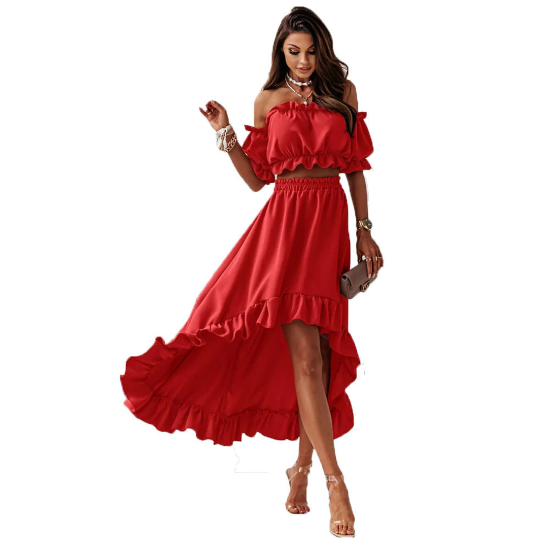 Jolanda | Off-Shoulder Set mit langem Rock