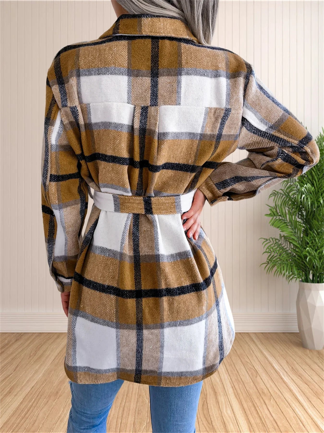 Lune™ | Gemütliche Karierte Flanell-Hemdjacke mit Gürtel