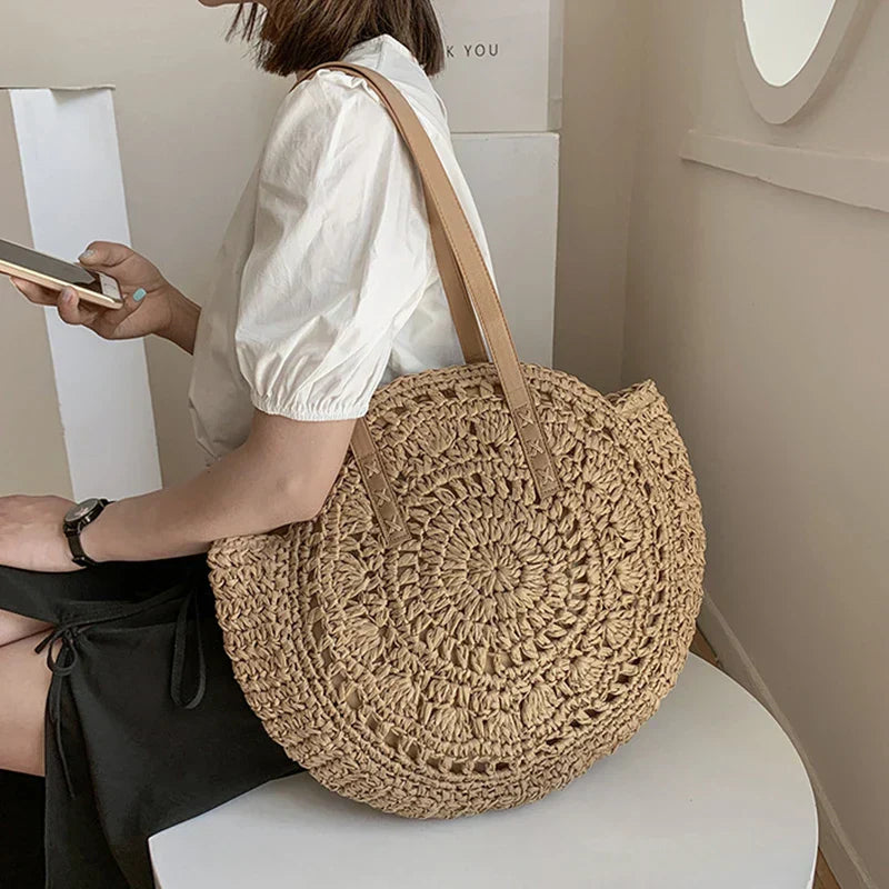 Handgefertigte elegante multifunktionale Strohhandtasche