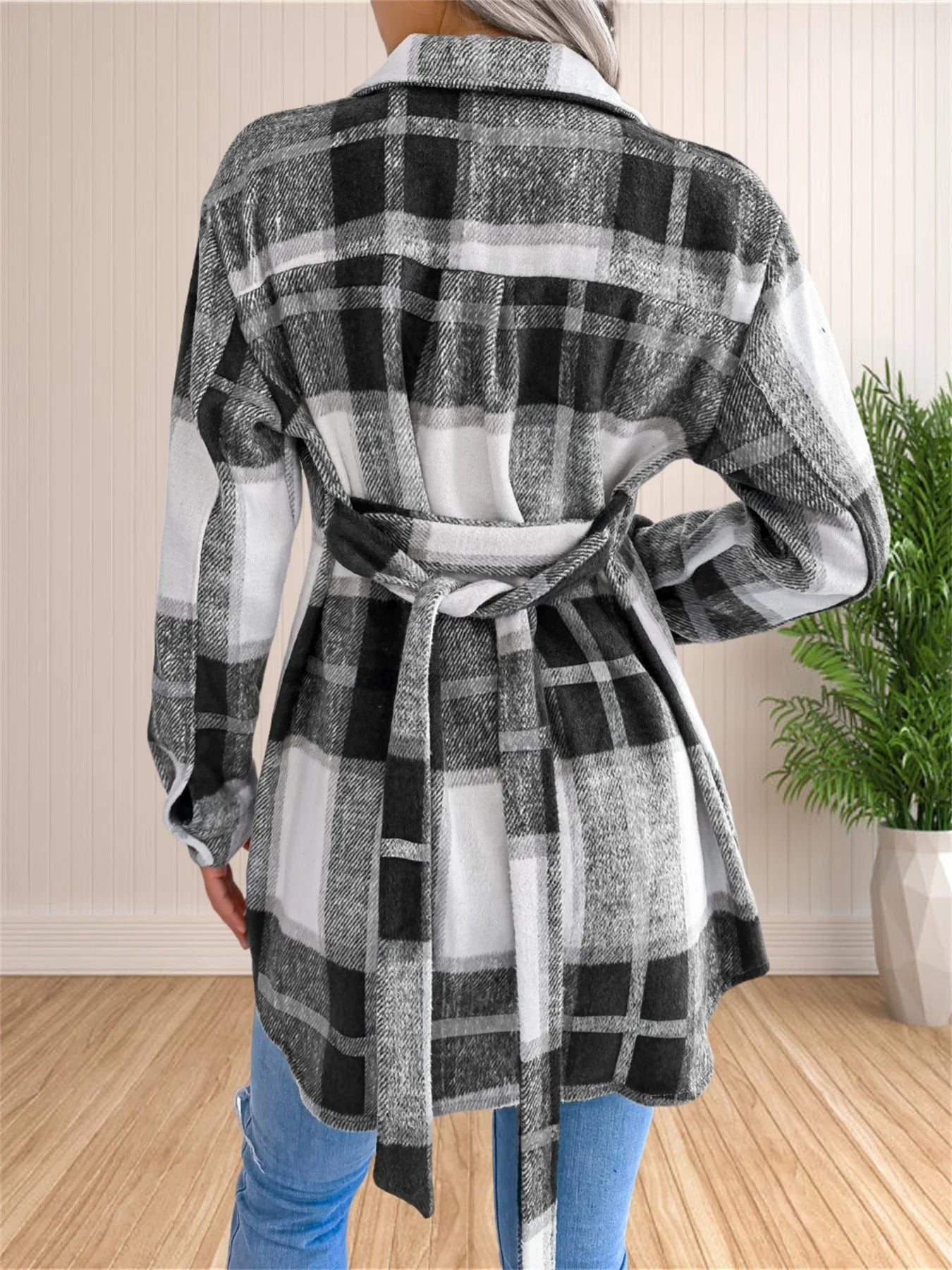 Lune™ | Gemütliche Karierte Flanell-Hemdjacke mit Gürtel