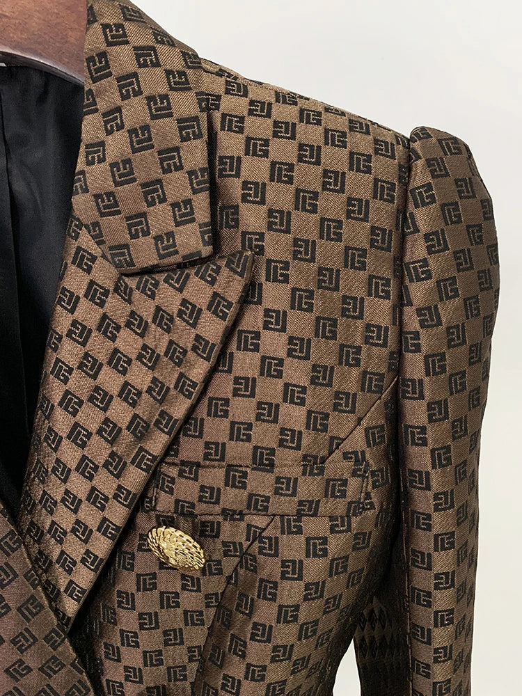 Ilse | Zweireihiger Jacquard-Blazer mit Monogramm