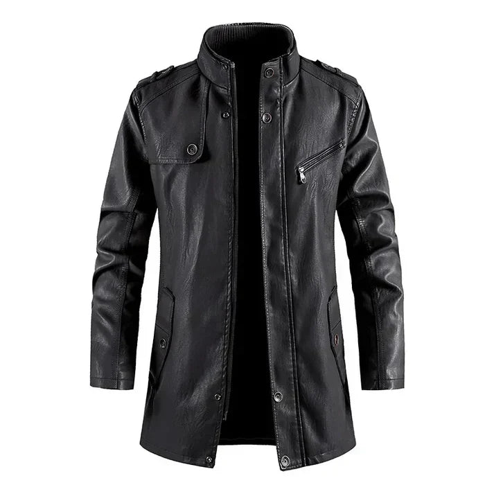 Halblange Herren Lederjacke mit maskulinem Schnitt – Mike