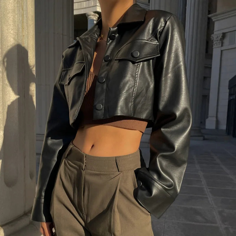 Caitlyn | Damen Lederjacke mit langen Ärmeln