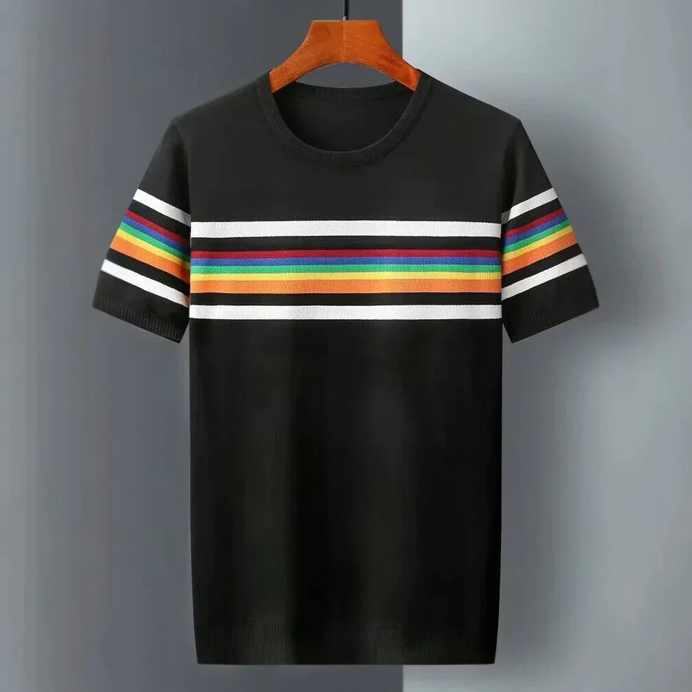 Gestreiftes Premium T-Shirt mit Rundhalsschnitt