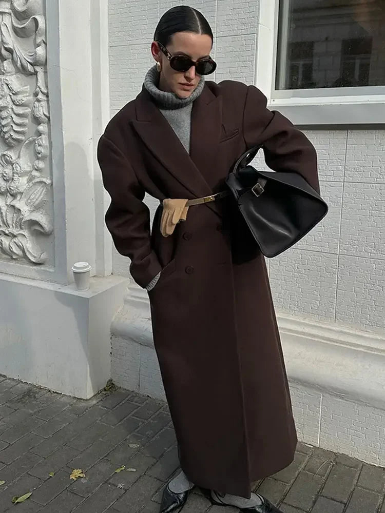 Carmela | Damen Eleganter Doppelreihiger Mantel mit Gepolsterten Schultern