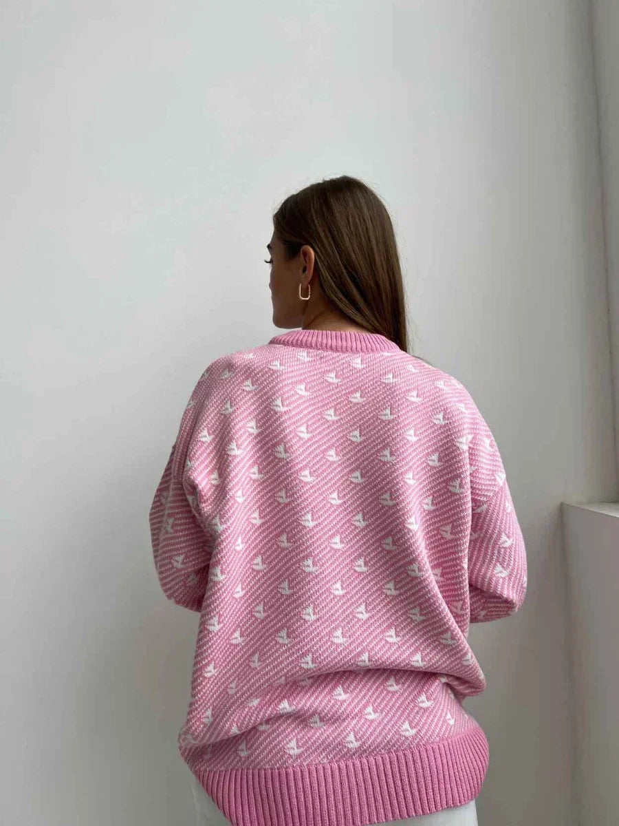 Kaisa | Damen Strickpullover mit schickem Print – Lockerer Casual Stil