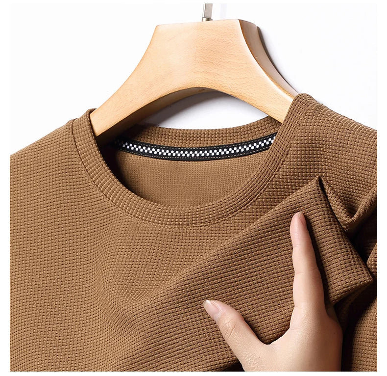Thad - Premium Baumwollwaffel T-Shirt Braun