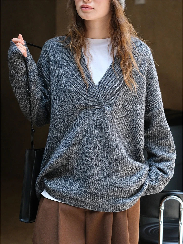 Via | Stilvoller Wollpullover mit V-Ausschnitt für Damen