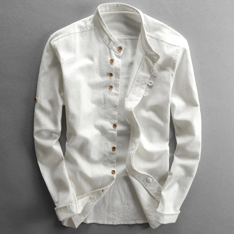 Japanisches Herrenhemd Leinen Baumwolle Elegant – Kenjiro