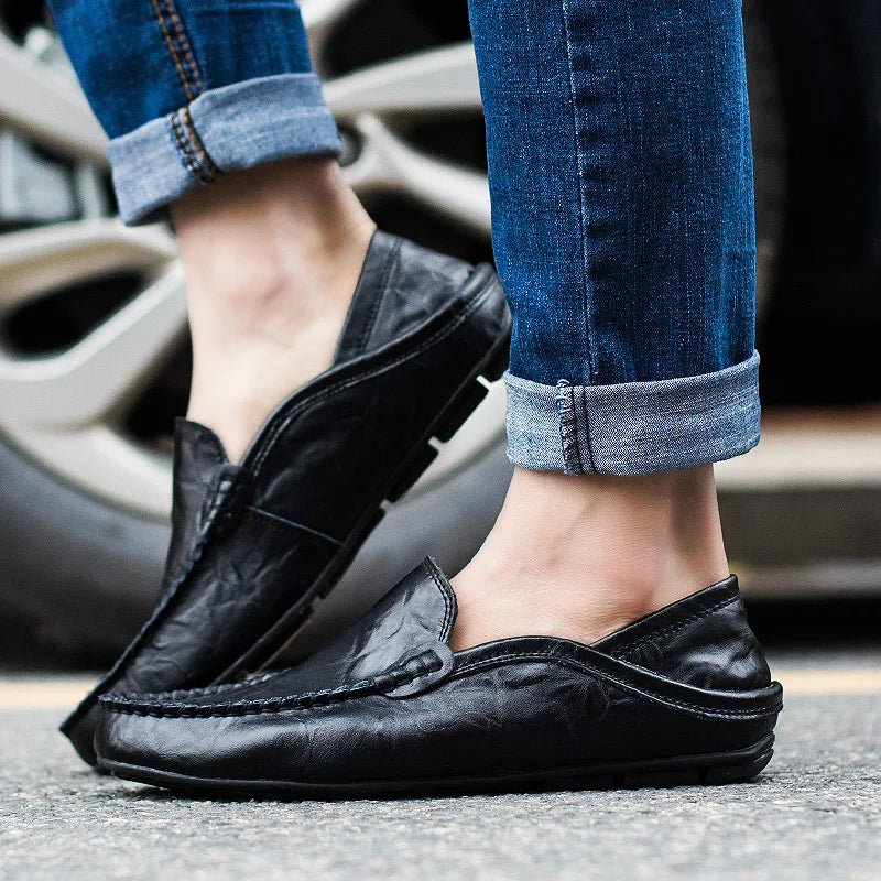 Logan | Leder loafers herren atmungsaktiv und rutschfest