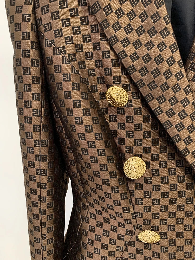Ilse | Zweireihiger Jacquard-Blazer mit Monogramm