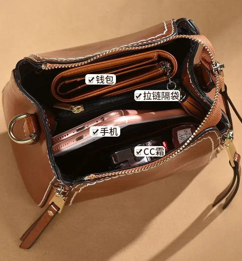 Hertha™ | Vintage Leder Frauen kompakte Umhängetasche