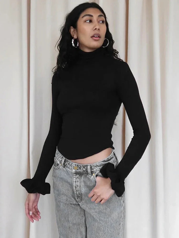Roxy | Slim-fit crop-top mit rollkragen für damen