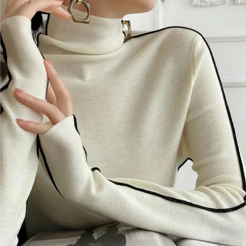 Raylyn™ | Weicher Strickrollkragenpullover mit Kontraststreifen