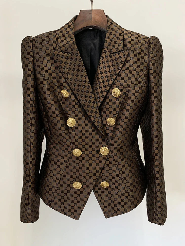 Ilse | Zweireihiger Jacquard-Blazer mit Monogramm