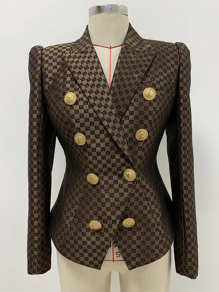 Ilse | Zweireihiger Jacquard-Blazer mit Monogramm
